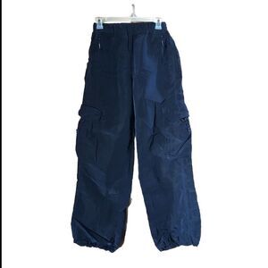 RAINS Cargo Wide-Leg Joggers Pants Navy Blue - XS